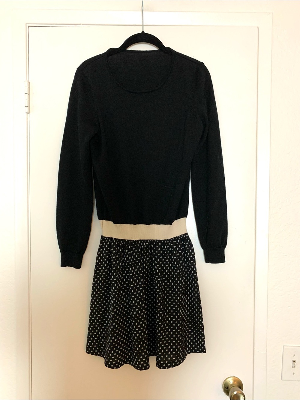 Reiss Polka Dot Wool Dress Sweater Dress Black White